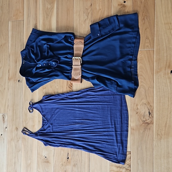 Double Zero Sheer Navy Dress With Slip, Size S - Picture 5 of 12